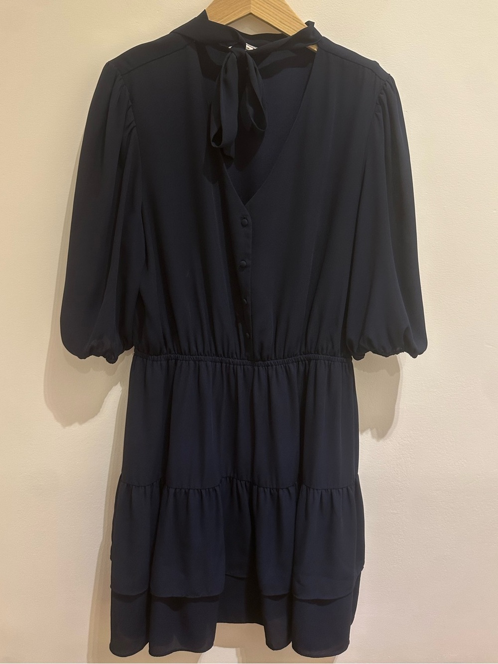 Nanette Lepore Navy Tie-Neck Blouse
